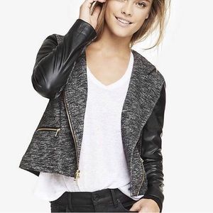 Express Hooded Faux Leather Trim Moto-NWOT
